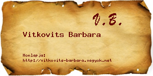 Vitkovits Barbara névjegykártya